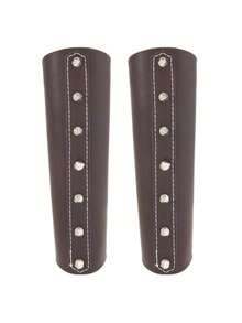 1pc Medieval Knight Style PU Leather Punk Rivet Wrist Guard, Riding Arm Sleeve Cosplay Accessory - Many - View 7