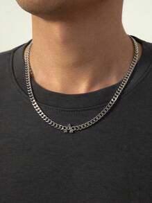 1pc Fashionable Minimalist Metal Letter Thick Chain Men's Bracelet