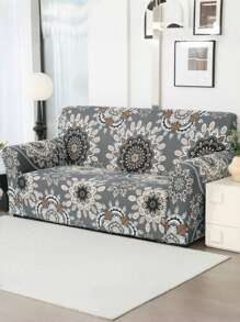 1pc European Style Printed Retro Light Luxury Sofa Cover With Elastic All Inclusive Sofa Cover Made Of Polyester Fiber, Suitable For All Seasons, Simple And Modern