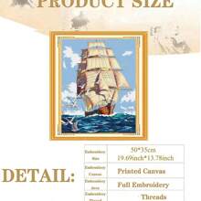 LaoJieYuan 2025 New Style Hand Embroidery Kit DIY Needlework Seascape Sailboat Needlecraft For Beginner Thread Cross Stitch Artcraft Home Decor
