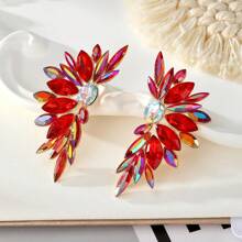 1 par de llamativos y lujosos pendientes con forma de ala de cristal de colores para mujeres