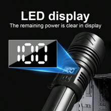 Lanterna Holofote de Longo Alcance XHP50, Bateria de Alta Capacidade de Lítio, Iluminação Multiuso de Longa Duração, Lanterna Portátil para Uso Externo, Caminhada, Patrulha, Trabalho, Carcaça em Resina ABS, LED Pequeno, Acessórios para Camping