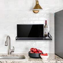 Microwave Shelf Wall Mount, Microwave Wall Shelf, Microwaves Shelfs, Household Commercial Microwave Rack, Heavy Duty Wall Shelfs For Electric Oven Microwave 23.5 X 15 Inch - 黑色 - 查看 8