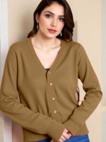 Women Cardigans - חום מוקה - ראה 2