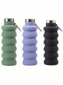 Collapsible Water Bottles 17oz,Odorless Silicone, Leak-Proof Foldable Reusable Bottle - Perfect For Travel Sports Gym Hiking Camping Cycling,Portable Leak Proof Sports Water Bottle With Carabiner