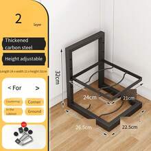 1pc Adjustable Floor Standing Pot Lid Organizer Rack, Kitchen Storage Shelf - Multicolor - View 12