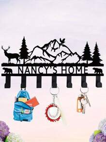 HELLOYOUNG 1PC Custom Sign.Mounted On Wall, Deer Mountain - Inspired Key Holder: An Antler - Themed Animal Hook Personalized With Family Name. A Delightful Essential For Kitchen And Porch Key Storage.Key Hooks.,Door Organiser,Perchero,Coat Hangers Wall,Hooks,Wall Hooks,Hanger,Wall Frames,Coat Hooks,Picture Wall Frame