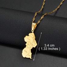 1 件尼日利亚加纳牙买加圭亚那地图城市名称不锈钢吊坠项链国家珠宝 - 彩色 - 查看 7