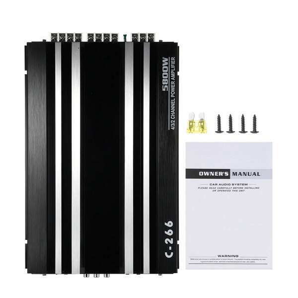 1pcs 4-Channel High-Performance Car Amplifier 12V – Aluminum Alloy Compact Power Amplifier For Car Stereo System, Durable Vehicle Audio Upgrade With Sleek Black Design
