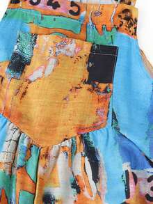 Women's Patchwork Double Pocket Jumpsuit Loose Floral Print Bohemian Wide Leg Bib Jumpsuit - 香檳色 - 查看 3