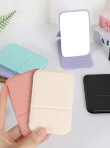 1 Specchio da trucco portatile, specchio piccolo in pelle poliuretanica, pieghevole, specchio da viaggio, adatto come regalo, accessori da viaggio, cosmetici, facile da riporre, specchio tascabile per ritocchi, specchio trucco pieghevole e portatile con angoli arrotondati, decorazione scolastica, sorpresa scolastica, decorazione dormitorio, accessori per il ritorno a scuola