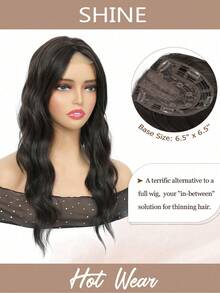 20-Inch Wavy Clip-In Hair Extensions For Women, Suitable For Thinning Hair, Synthetic Hair Topper With Bangs To Add Volume - Dark Brown - View 5