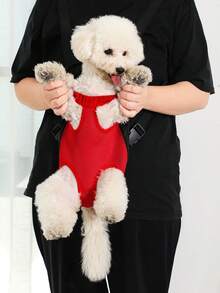 1pc Breathable Pet Front Carrier, Portable Outdoor Mesh Pet Carrier Bag, Cat Dog Backpack, Outdoor Riding Pet Four-Leg Backpack - Black - View 4