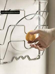 1 pièce Étagère de rangement murale de cuisine à 5 niveaux | Organisateur multifonctionnel pour couvercles de casseroles et planches à découper, installation par perçage, gain d'espace