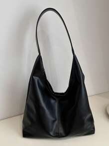 Bolso de hombro de gran capacidad, suave y de unicolor vintage para mujeres, bolso bandolera versátil con asa, bolso de hombro tipo hobo de gran capacidad, bolso bandolera casual para el trabajo