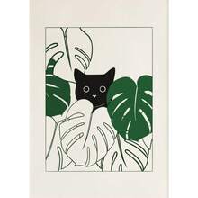 1 Stück minimalistisch ästhetische süße Tier Wandkunst Illustrationsplakate schlafende Kätzchen Leinwandmalerei Dekoration Zuhause Geschenk für Katzenliebhaber mit optionalem Rahmen - Verschiedenfarbig - Übersicht 65