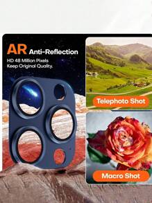 Protector de lente de cámara de aleación de aluminio y cristal de zafiro, compatible con Apple 16 Pro Max/16 Pro/15 Pro Max/15 Pro/14 Pro Max/14 Pro - Regalo de metal con titanio azul para cumpleaños, familia y amigos. Aleación de metal con vidrio templado de cobertura completa, protector de lente, accesorios para teléfono