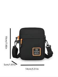 Men's Casual Simple Letter Print Messenger Bag - Black - View 2