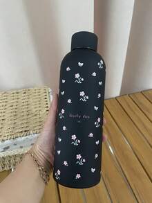 Cốc thép không gỉ họa tiết hoa mini 500ml/16.9oz, Bình nước giữ nhiệt di động có lớp phủ cao su, Thích hợp sử dụng tại nhà và thể thao ngoài trời, Món quà tuyệt vời cho gia đình và bạn bè khi trở lại trường - Nhiều màu - Xem 13