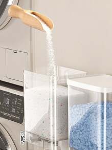 1pc Transparent Wall-Mounted No-Drill Laundry Detergent Storage Box, Indoor Laundry Room/Bathroom Wall Container