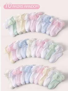 5/10/15 đôi tất trẻ em/bé gái mùa xuân/hè màu kẹo ngọt, tất viền ren thời trang tươi mới, tất ngắn lưới mềm mại thoáng khí đa năng, thích hợp cho kỳ nghỉ, hoạt động giải trí, biểu diễn sân khấu, tiệc sinh nhật, trang phục hàng ngày, màu sắc và kiểu dáng ngẫu nhiên. - Nhiều màu - Xem 18