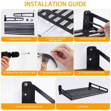 Microwave Shelf Wall Mount, Microwave Wall Shelf, Microwaves Shelfs, Household Commercial Microwave Rack, Heavy Duty Wall Shelfs For Electric Oven Microwave 23.5 X 15 Inch - 黑色 - 查看 5