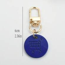 4pcs Shopping Cart Symbol Keychains, Fashionable Supermarket Trolley Zinc Alloy Keyring, Round Coin Logo Trolley Key Chain, Personalized Keychain For Home, Wallet, Car, Party & Holiday Gifts Car Accessories Bag Charm School