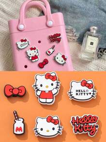 Sanrio Set de 6 piezas/12 piezas Decoraciones para zapatos de hombres y mujeres tipo Hello Kitty - Accesorios 3D lindos y de moda, extraíbles, para zapatos con agujeros tipo KT 3D, accesorios para zapatos con hebilla de personajes de dibujos animados de gato, ideales para vestidos y sandalias de primavera y verano, recomendado como regalo para amigos y novias