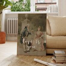 1pc Modern Roma Ntic Love Love Is You Retro Pop Wall Art Prints Canvas Painting Poster Picture For Living Room Home Decor Optional Frame ,Wall Art With Frame