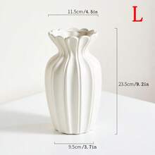 1 Stück nordischer weißer und goldener blumenförmiger keramischer gestreifter Vase, kreative Wohnzimmerdekoration, geeignet für Esszimmertisch, Arbeitszimmer, Bürodesktop Blumenarrangement Vase, Muttertag, Hochzeitslocation Atmosphäre Dekorationsmittelpunkt Vase Heimdekoration Blumenvase Glasvase - Weiss - Übersicht 9