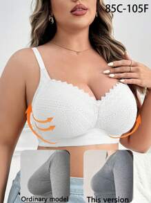 Soutien-gorge en dentelle à empiècement grande taille pour femmes, soutien-gorge sans fil doux et confortable