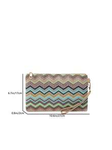 New Spring/Summer Fashion Casual Tote Bag, Color Block Wave Pattern Straw Envelope Clutch, Versatile HandBag For Women - Multicolor - View 3