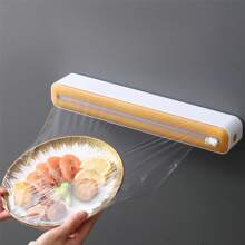 1/2pcs Reusable Food Wrap Cutter, Sliding Cutter Dispenser For Plastic Wrap, Kitchen, Restaurant, Supermarket, Wax Paper, Foil Paper, Baking Paper, Parchment Paper, For Packaging Fruits & Vegetables, Home Kitchen Essentials
