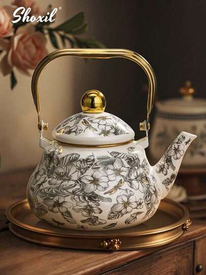 shoxil 1pc Enamel Enamel Teapot Large Teapot High Temperature Tea Set Can Be Used Open Fire Suitable For Induction Cooker