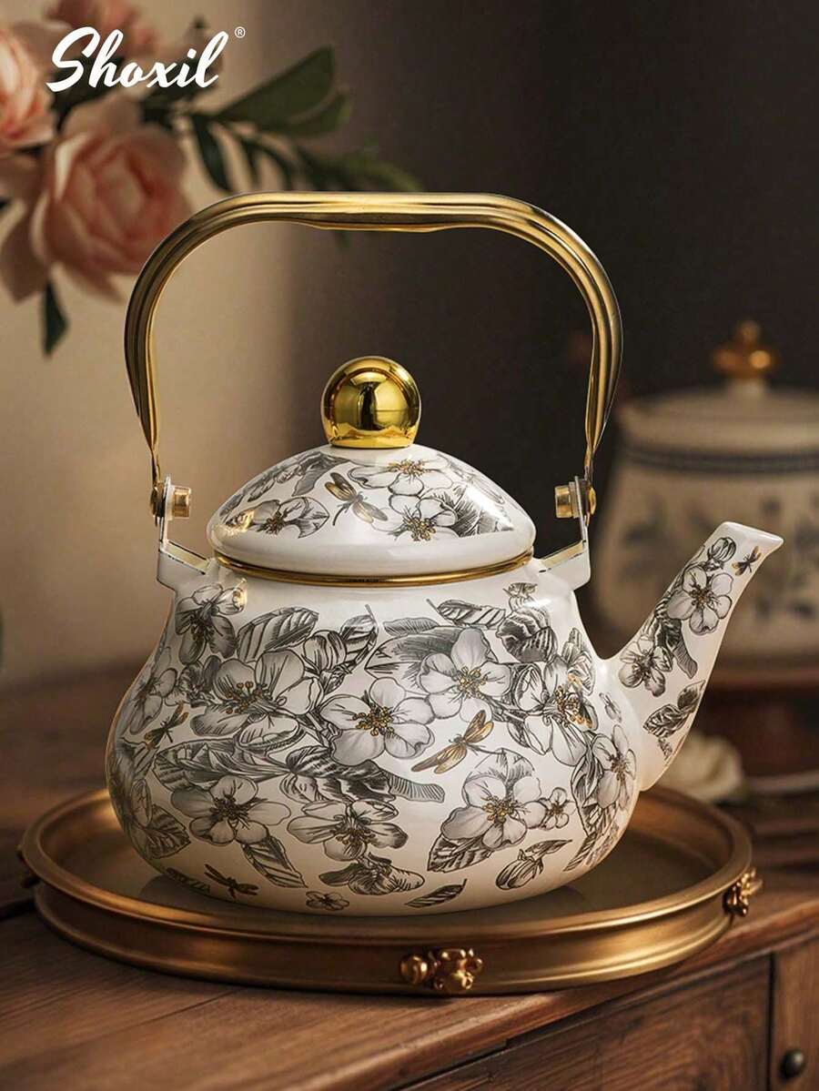 shoxil 1pc Enamel Enamel Teapot Large Teapot High Temperature Tea Set Can Be Used Open Fire Suitable For Induction Cooker