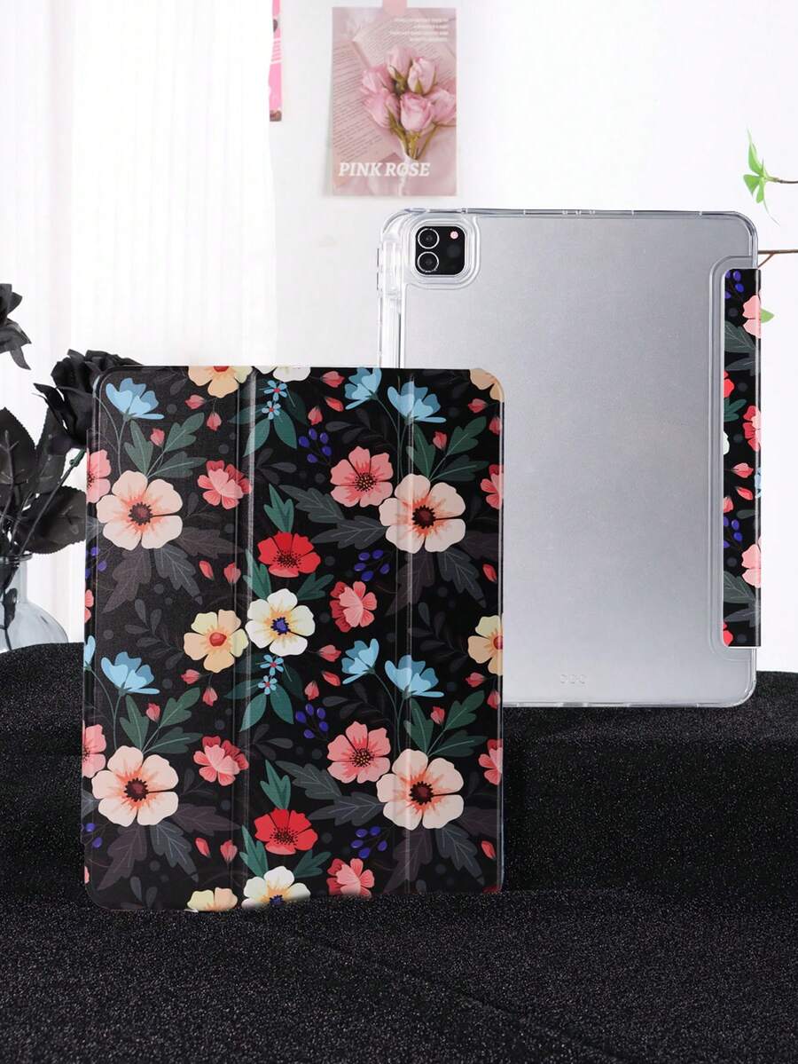 1 Ốp lưng máy tính bảng Acrylic trong suốt gấp ba, in họa tiết hoa, tích hợp khe cắm bút, vỏ sau bằng Acrylic trong suốt cao, chân đế gấp ba có thể điều chỉnh, chế độ ngủ/thức từ tính, tương thích với iPad Mini 6/Mini 7/Air 1/Air 2/9.7/10.2/10.5/Air 4/Air 5/10.9/Pro 11/Thế hệ thứ 10/Air 11-In.(M2)-2024/Pro 11-In.(M4)-2024/IPad Air 11 inch (M3) 2025/IPad (A16) 11 inch thế hệ thứ 11 năm 2025, Thiết kế thanh lịch/tối giản/phong cách nghệ thuật/dễ thương/sáng tạo/cá nhân dành cho nữ - Nhiều màu - Xem 1