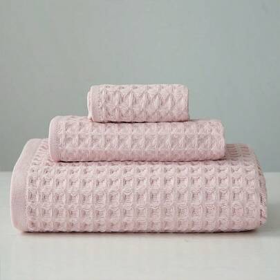 1 件，柔软纯棉华夫格方形毛巾/浴巾/毛巾，速干吸水，居家沐浴/洗涤必备，手帕和围巾，沙滩巾，精致材质，舒适擦拭面部，手巾，面巾，浴室