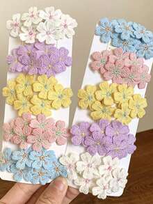 5个装少女刺绣花朵发夹 女孩侧刘海夹 温柔甜美BB夹 日式精致发卡 - 彩色 - 查看 5