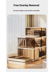 1pc Household Foldable Storage Cabinet, High Capacity Double-Door Bedroom Clothes & Toy Organizer, Multi-Layer Storage Box, No Installation Required