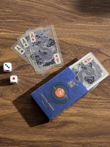 1 baraja de 55 cartas de juego de plástico transparente con gráficos impresos a color de dragón/tigre, resistente al agua, para juegos de mesa clásicos en casa, viajes o regalos de Navidad, Halloween y Acción de Gracias