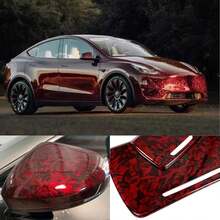 High Gloss Forged Carbon Fiber Red Bon Film Car Tuning Stickers For The Car Vinyl Wrap Motorcycle Accessories Decals For Vehicle - Red - View 3