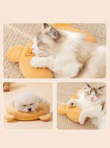 1pc Pet Cat Breathable Cartoon Embroidered U-Shaped Pillow, Doggy Sleeping Cushion, Pet Supplies
