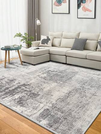 1pc Modern Abstract Pattern Rug, Soft Short Pile Polyester Fiber Simple Print Rectangular Carpet For Living Room And Bedroom, Comfortable Non-Slip Washable Home Area Rug