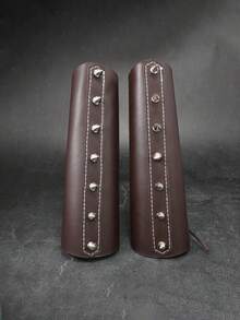 1pc Medieval Knight Style PU Leather Punk Rivet Wrist Guard, Riding Arm Sleeve Cosplay Accessory - Many - View 4