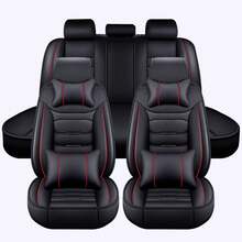 5 Seat Car Seat Covers Faux Leather Seat Covers Full Set Waterproof Universal For Car Sedan SUV Truck Front & Rear Seat Cushion Protector With Back Big Storage Bag - Black/Red - View 1