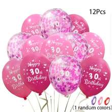 12/24 Pieces Of 12 Inch Birthday Party Balloons, Anniversary Party Decoration, Rose Red Pink Themed Party Balloons, Birthday Party Supplies, Indoor And Outdoor Decoration