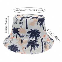 2-In-1 Daisy Bohemian Polyester Printed Reversible Bucket Hat, Unisex For Spring & Summer