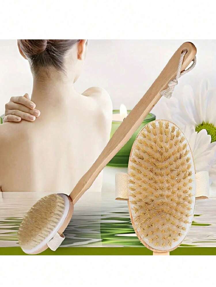 قطعة واحدة فرشاة استحمام خشبية ذات مقبض طويل عالية الجودة ، فرشاة حمام ذات شعيرات طبيعية ، قابلة للإزالة لتدليك الظهر والتقشير ، رائعة لتقشير الجلد الجاف وتدليك الجسم ، تصميم قابل للإزالة ، تصميم إرجونومي ، بشرة ناعمة وحيوية ، بدون رائحة ، بدون بطاريات مطلوبة - متعدد الألوان - مشاهدة 4