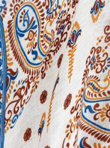 Beautiful Nomad Women's Vacation Kimono Cover Up With Cashew Print & Batwing Sleeves