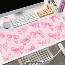 Bowknot Large Mouse Pad, Office Desk Mat, Keyboard Pad, Full Edge Locking, Anti-Slip Rubber Bottom Texture, Gaming Mouse Pad, Cartoon Pattern Back To School